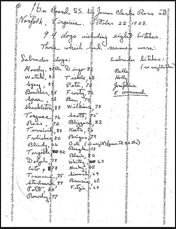 BAE-Manifest-Animals-1928-Page-1 Ohio State University Archives and the Byrd Arctic Research Center