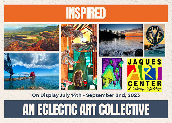 INSPIRED Post Card Orange Blue Art Exhibition  (7 × 5 in)