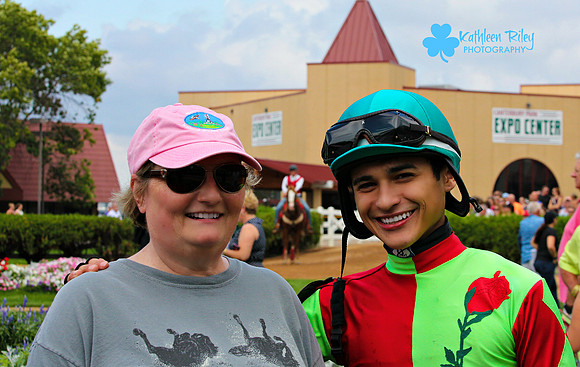 Wendy and Jockey Alex Canchari at Canterbury Park in Shakopee Minnesota